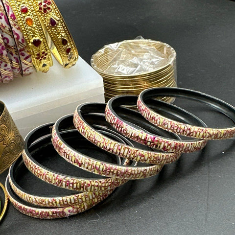 Costume Jewelry Lot 60+ Bangles Cuffs Vintage to Modern Gold Tone Mixed