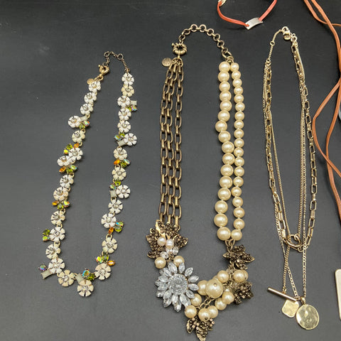 J.Crew Costume Jewelry Lot of 6 Statement Necklaces Bracelet Faux Pearl Floral