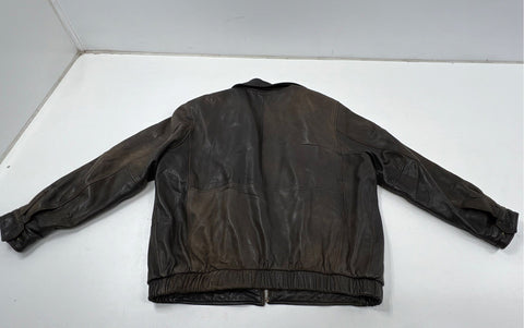 Roundtree & Yorke Men's Brown Leather Bomber Jacket Big & Tall Sz 2XT