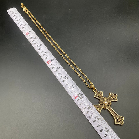 Vintage 1975 Sarah Coventry Limited Edition Peace Cross Pendant Necklace 24"
