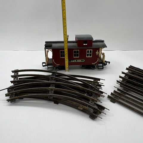 D&W R.R. Model Train Caboose and Metal Track Lot G Scale Vintage Style