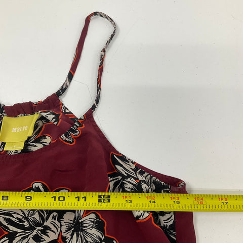 Maeve Burgundy Red Floral Silk High Neck Trapeze Cami Tank Top Women's Size 6