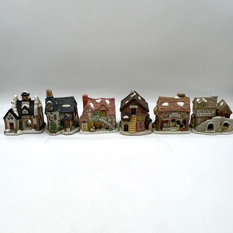 Christmas Village House Lot The Christmas Collectibles Ceramic 6pc With Box