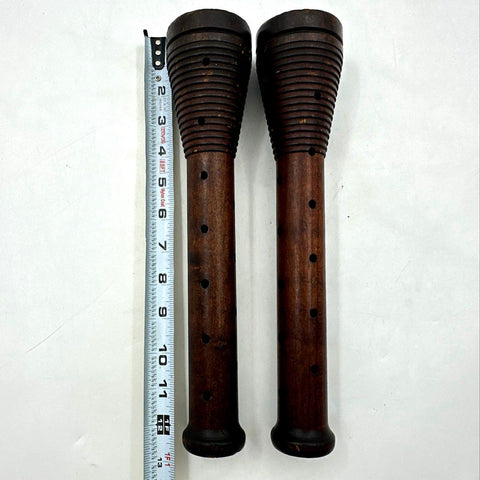 Vintage Primitive 12" Wood Yarn Spindles Textile Bobbins Industrial Weaving