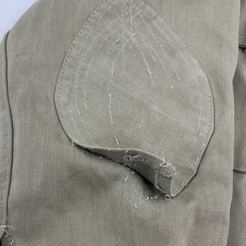Vintage 70s Spanish Military M-64 Olive Field Shirt Jacket Distressed Men's L