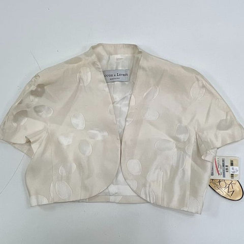 Rouge à Levres Vintage 90s Cream Jacquard Cropped Bolero Jacket Women's 10 NWT