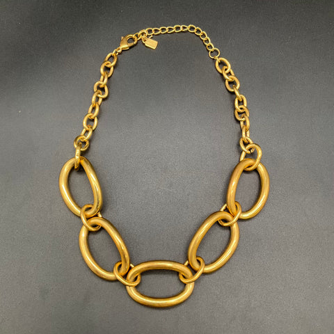 RLM SoHo Gold Tone Large Oval Link Chain Necklace Modernist 18" Adjustable