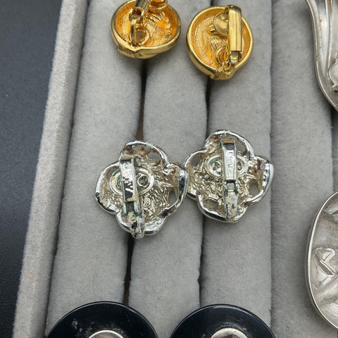 Vintage Designer Clip On Earrings Lot 19 Pairs Trifari Monet Renoir Joan Rivers