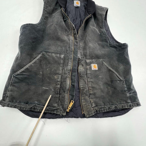 Carhartt Faded Black Duck Arctic Quilt Lined Work Vest Men's XL Tall