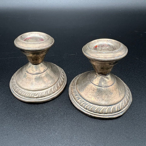 Saart Bros Diamond S Sterling Silver Candlestick Pair Cement Filled Vintage