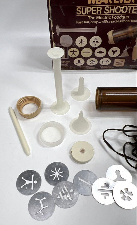 Vintage Wear-Ever Super Shooter Electric Food Gun Cookie Press Kit With Box