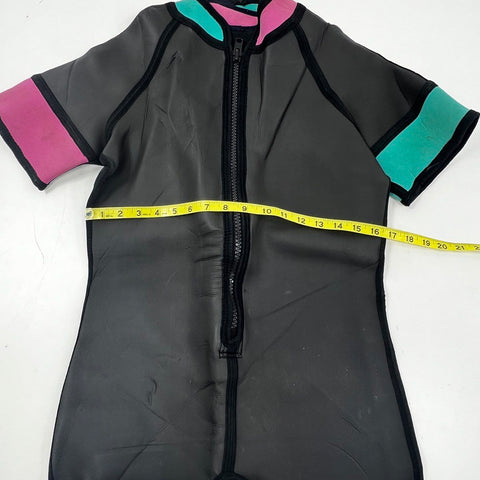 Coup Mens Wetsuit Size L Short Sleeve Neoprene Shorty Black Pink Teal