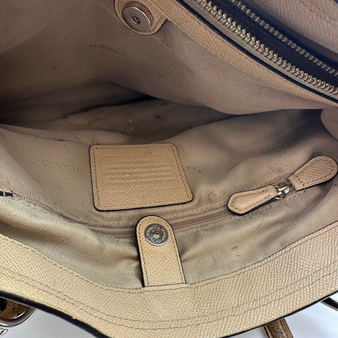Coach Taupe Pebbled Leather Lexy Shoulder Bag Tote Gold Hardware