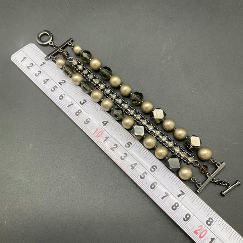 Carolee Demi Parure Necklace Bracelet Set Faux Pearl Crystal Gunmetal NWT