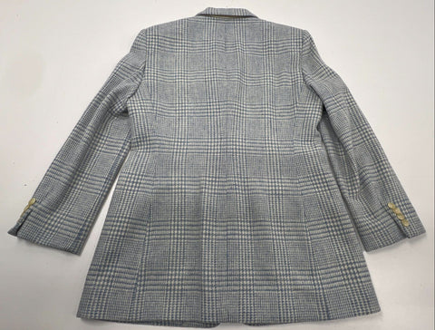 Vintage Lauren Ralph Lauren Women's Blue Glen Plaid Wool Blazer Jacket Sz 8