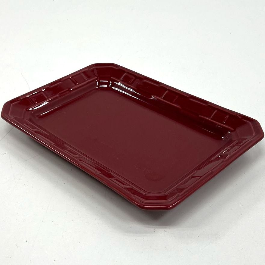 Collectible Kitchenware Longaberger Pottery Red Rectangular Serving Tray Platter
