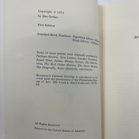 Dan Gerber DEPARTURE SIGNED First Edition 1973 Paperback Poetry Book Inscribed
