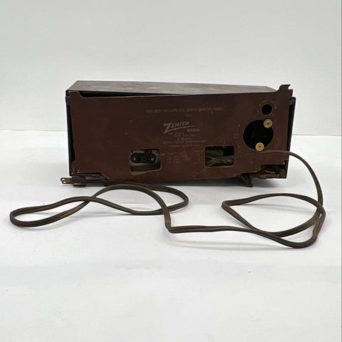 Vintage Zenith S-22556 AM Tube Radio Clock Tested Turns On Clock Runs