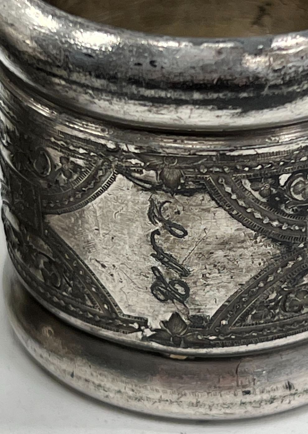 Vintage 1890s Aesthetic Silverplate Napkin Rings Lot 2 Monogrammed Floral