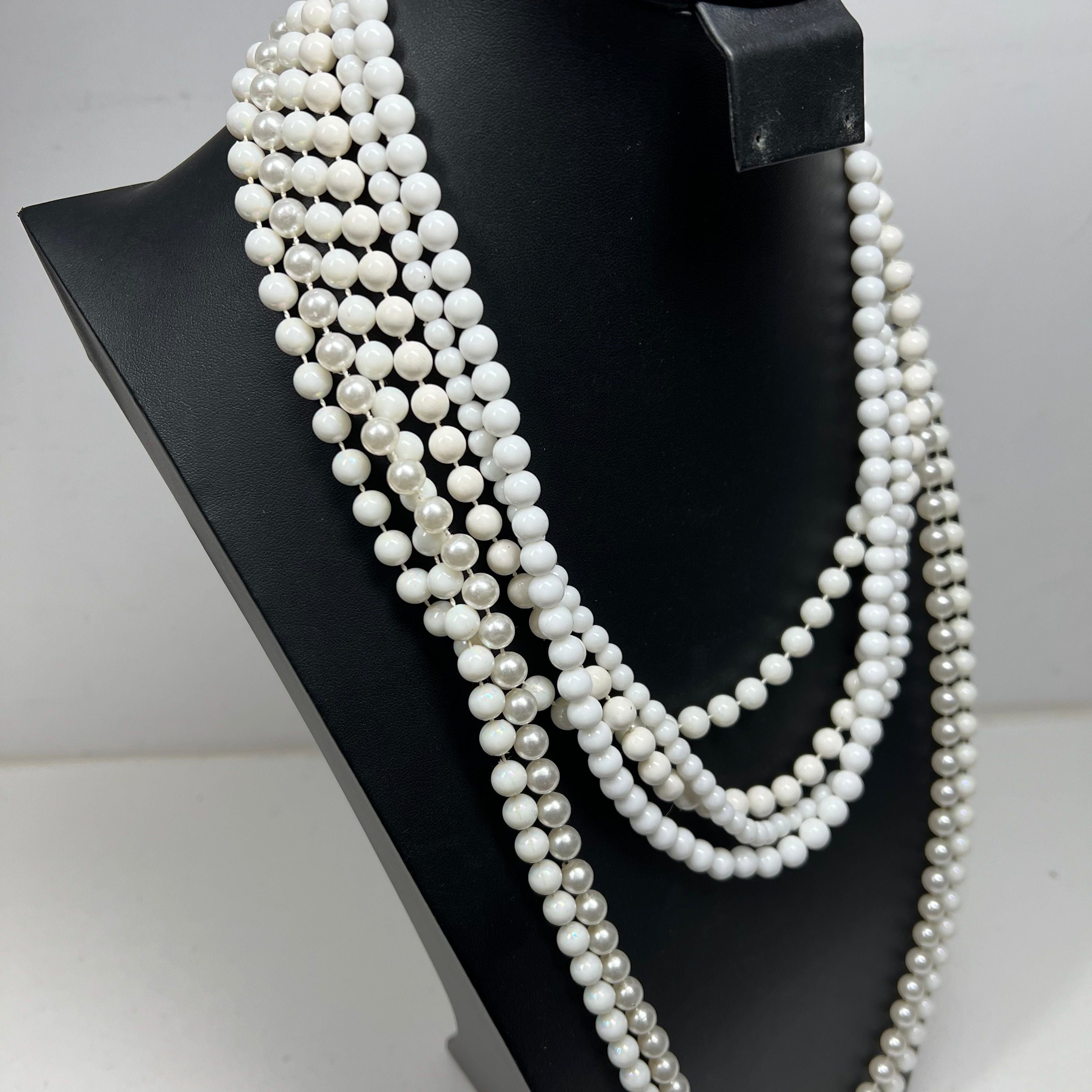 White Beaded Strand Necklaces