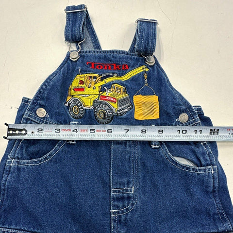 Vintage 2001 Tonka Kids Denim Cargo Shortalls Construction Vehicle Blue Sz 3T