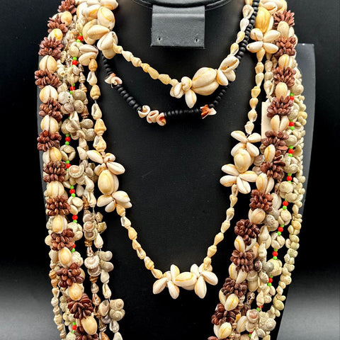 Vintage to Modern Shell Necklace Jewelry Lot Boho Beach Cowrie Puka 8+ Pieces