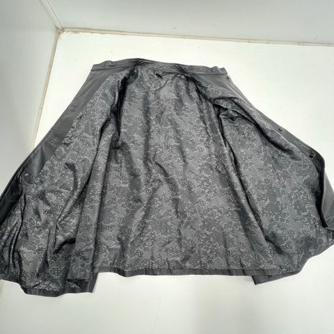 Maggie Barnes Women's Black Genuine Leather Button Front Car Coat Jacket Plus 4X