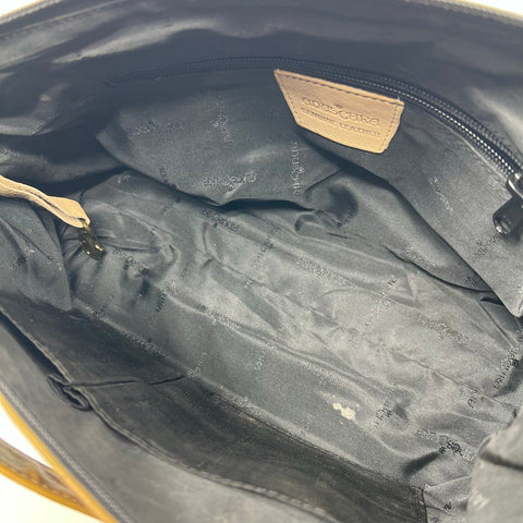 Anuschka Hand Painted Leather Shoulder Bag Peacock Animal Print Gold Hardware