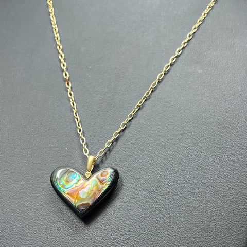 Kendra Scott Abalone Heart Pendant Gold tone Necklace 13.52g