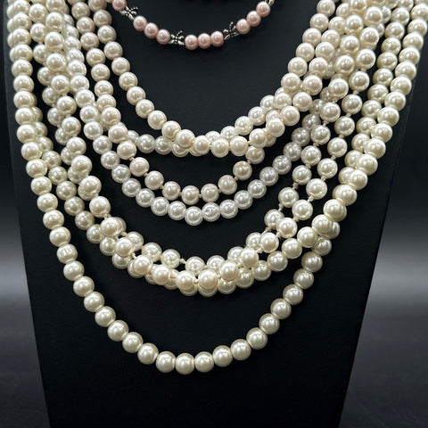 Faux Pearl Costume Jewelry Lot Vintage to Modern Necklaces Multi-Strand