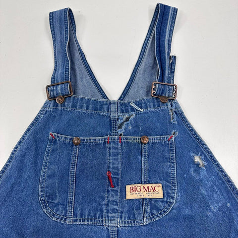 Vintage 90s Big Mac Denim Bib Overalls Distressed Workwear Sz 50x36