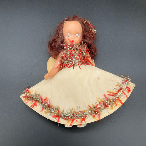 Vintage Hard Plastic Doll Lot Mixed 2 Pieces Christmas Angel Fashion Gown