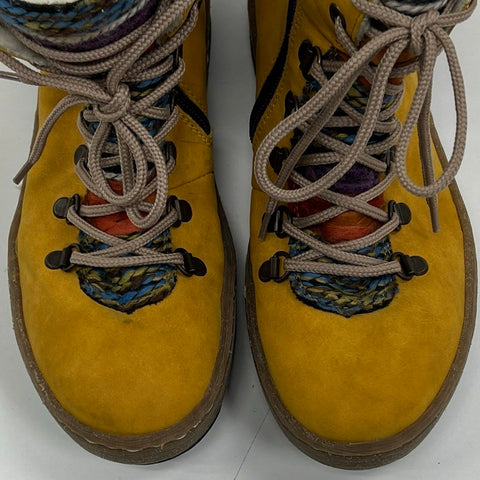 Rieker Felicitas Z6743 Mustard Yellow Multi Knit Ankle Boots Women's Size 37