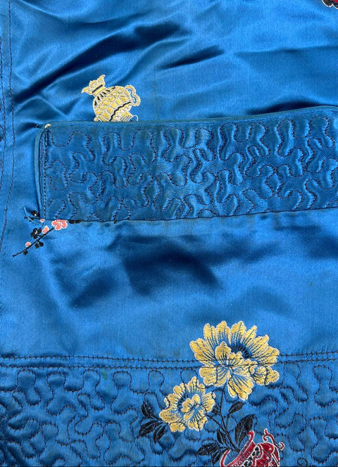 Vintage 50s Japan Reversible Embroidered Satin Quilted Bed Jacket