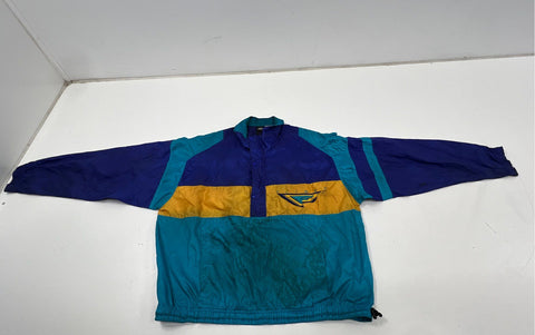 Vintage 90s Nike Flight Men's Purple Teal Colorblock Pullover Windbreaker Jacket
