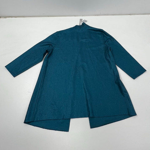 NWT Chico's Women's Teal Travelers Crushed Open Front Long Jacket Cardigan Size