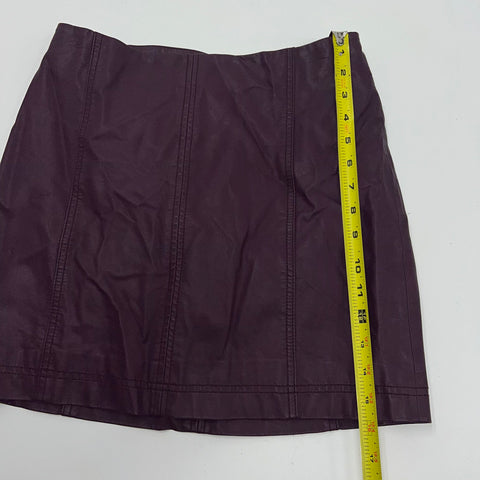 Free People Plum Purple Faux Leather A-Line Mini Skirt Women's Size 6