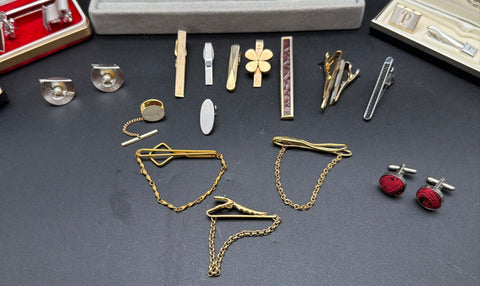 Vintage Swank Foster Men's Costume Jewelry Lot Cufflinks Tie Bars 30+ Pieces