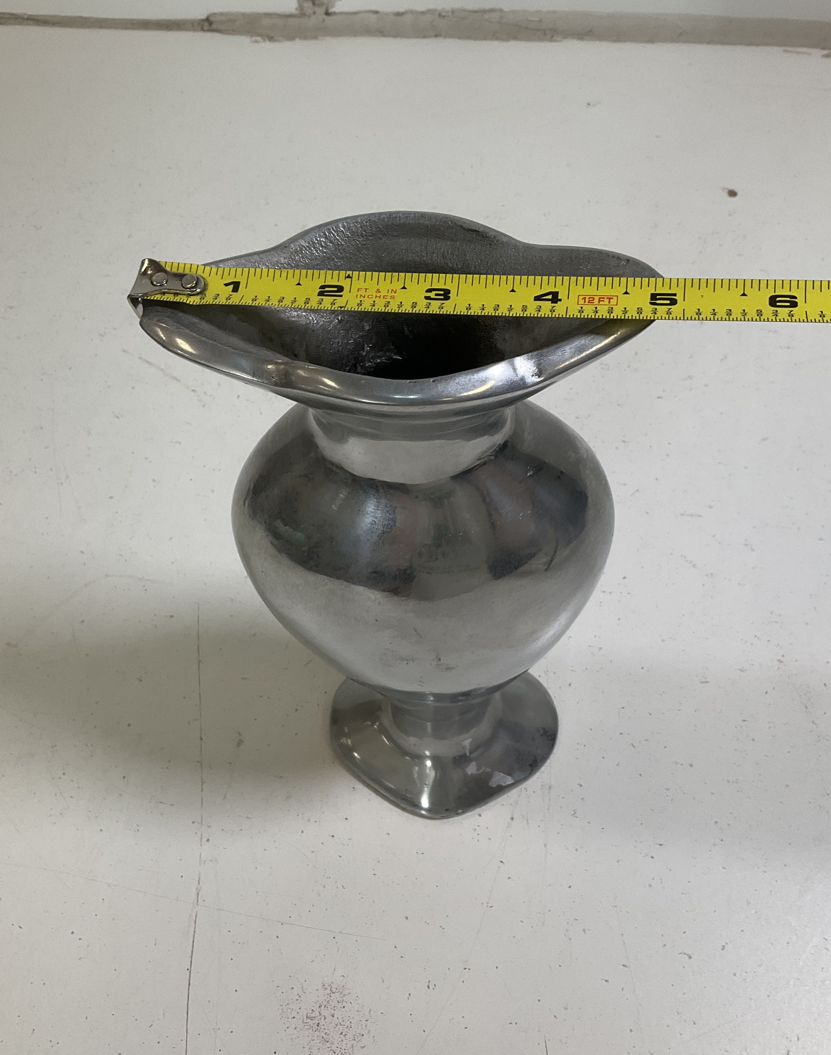 Vintage Mid-Century Modern MCM Cast Metal Biomorphic Sculptural Vase 10.5"