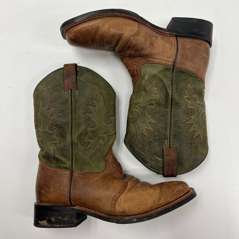 Double-H DH3571 Brown Green Leather Western Cowboy Boots Square Toe Size 11 EE