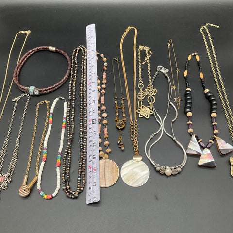 Lia Sophia Lizzy James Boho Eclectic Jewelry Lot 14 Necklaces Shell Beaded