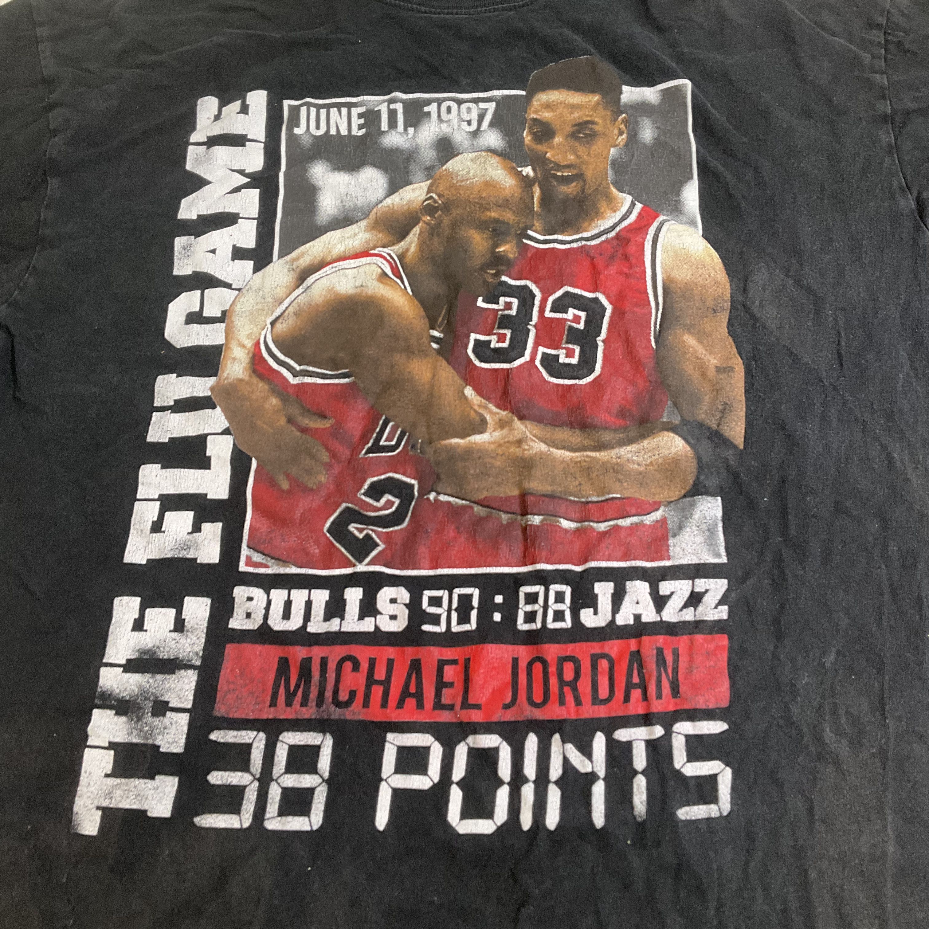 Vintage Y2K Michael Jordan The Flu Game 1997 Faded Black T-Shirt Men's 3XL