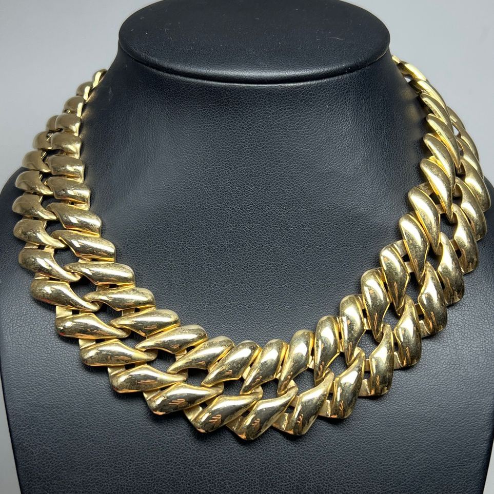 Monet Gold Tone Link Collar Necklace