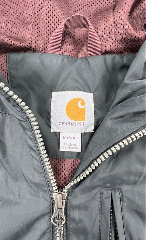 Carhartt Women's Black Lightweight Hooded Full Zip Windbreaker Jacket Sz M 8/10