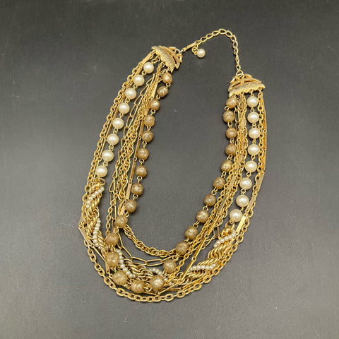 Vintage Napoli Signed & Multi-Strand Costume Jewelry Necklace Lot of 3