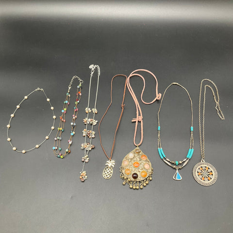 Boho Southwestern Tribal Style Necklace Jewelry Lot of 7 Beaded Pearl Pineapple