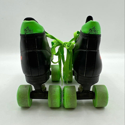 Seneca Mach 5 Vintage Quad Roller Skates Black Neon Green Size 8