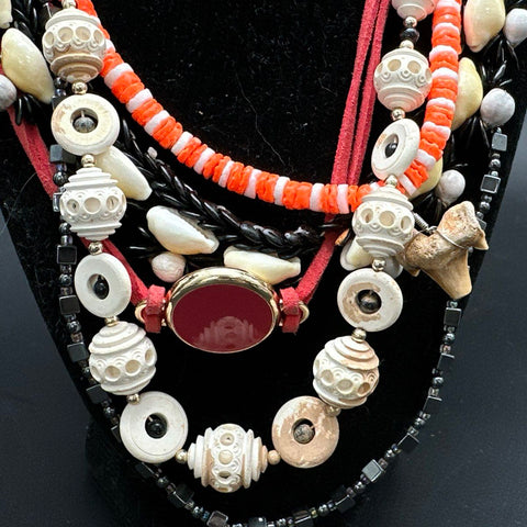 Vintage Modern Bohemian Statement Necklace Jewelry Lot Peace Heart Tribal 15+ Pc