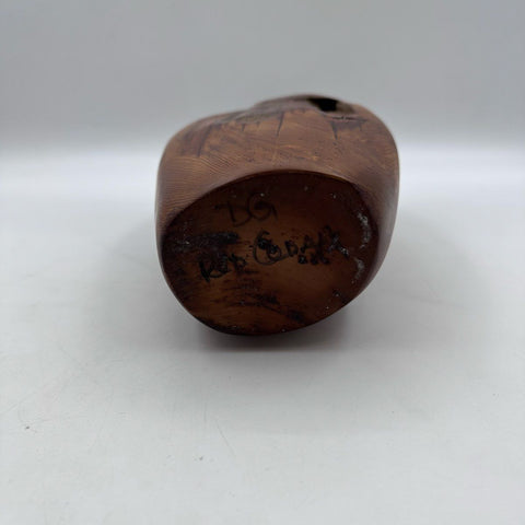 Studio Craft Red Cedar Wood Vase Turquoise Inlay Signed DG 18 Inch Vintage
