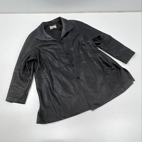 Vintage 90s Worthington Genuine Lambskin Leather Button Jacket Black Sz 1X